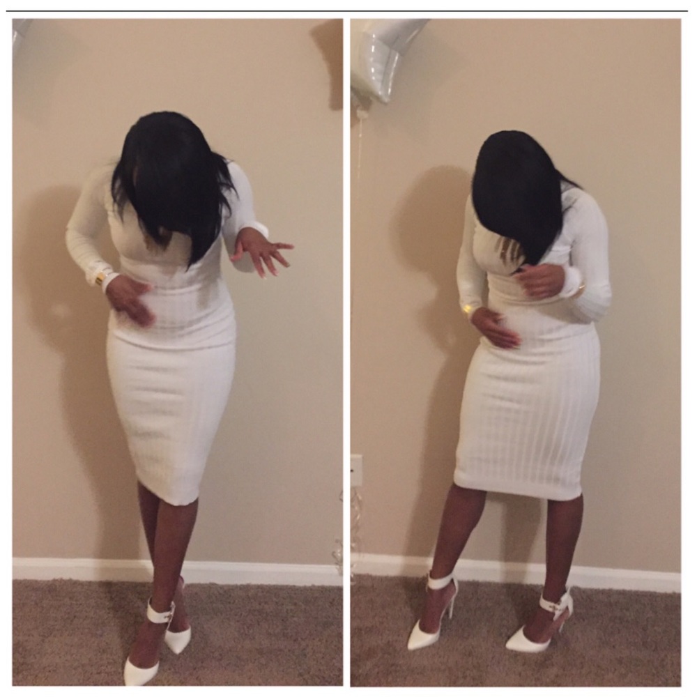 White Long Sleeve Sweater Dress